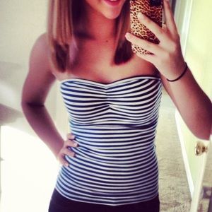 Aerie Blue and White Stripped Girly Tube Top